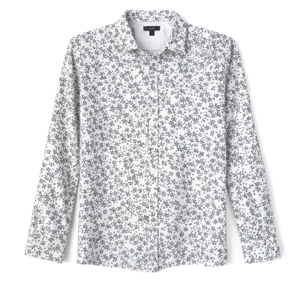 DIESEL Mens Size Large White Long Sleeve Button Up Shirt Star Print‎ Casual
